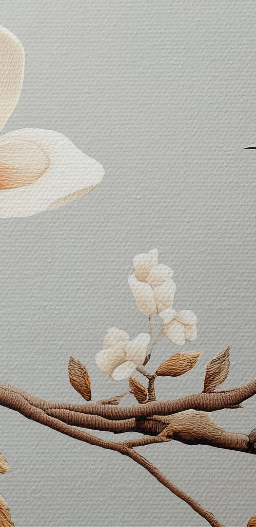 Bird on a branch with flowers