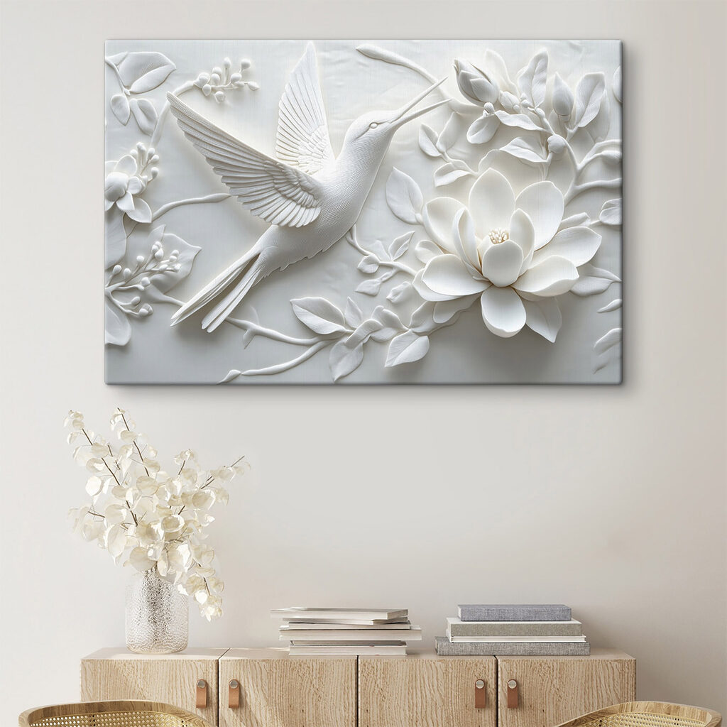 White bird and flower