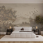 Fototapeta Krajobraz z drzewami i rzeką