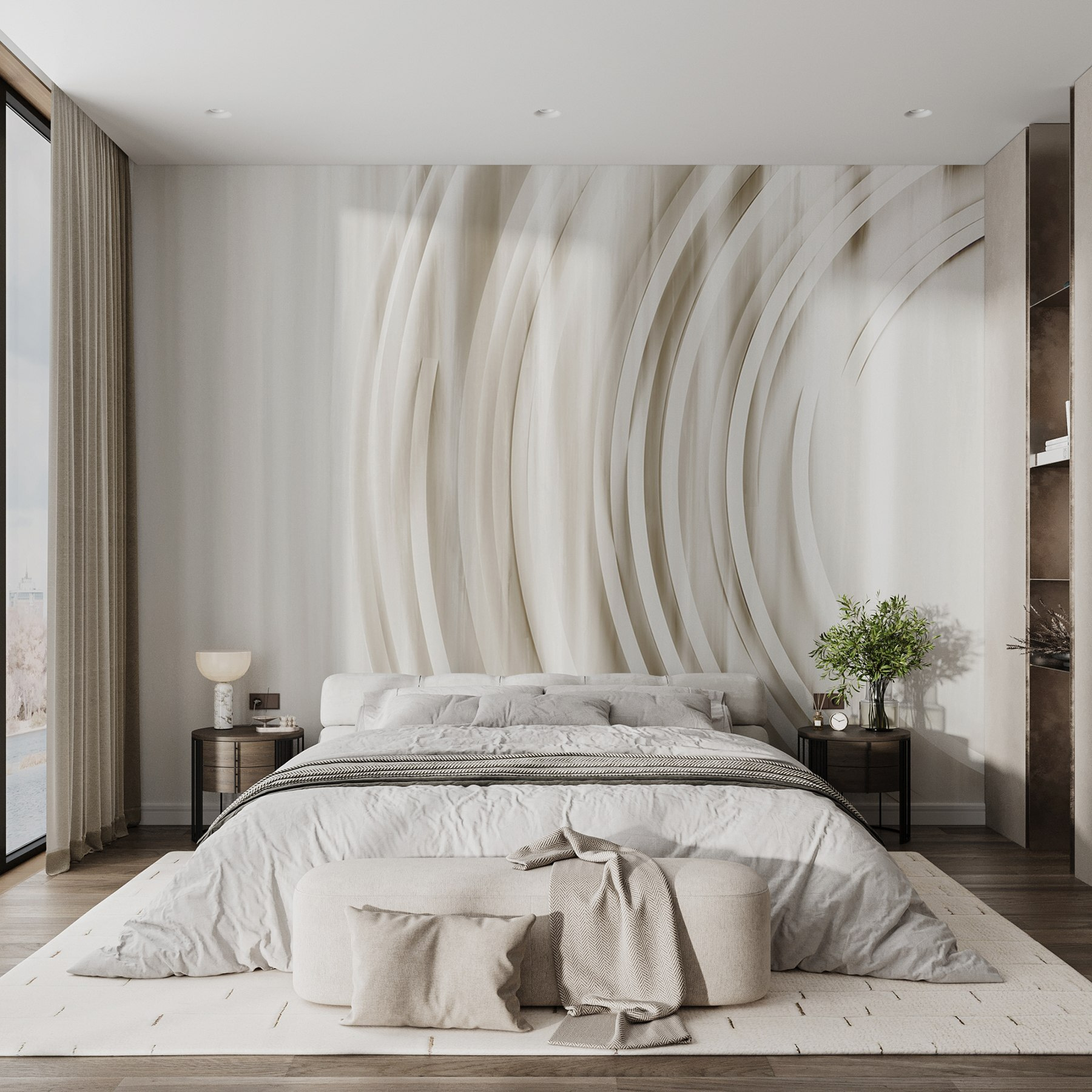 White and grey background with circles