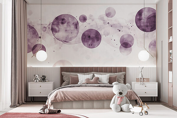 Purple circles and smoke on a white background Purple circles and smoke on a white background
