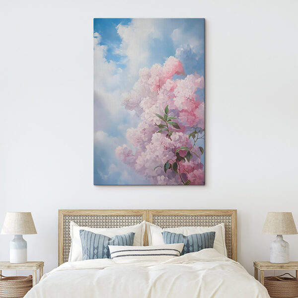 Painting of a tree with pink flowers