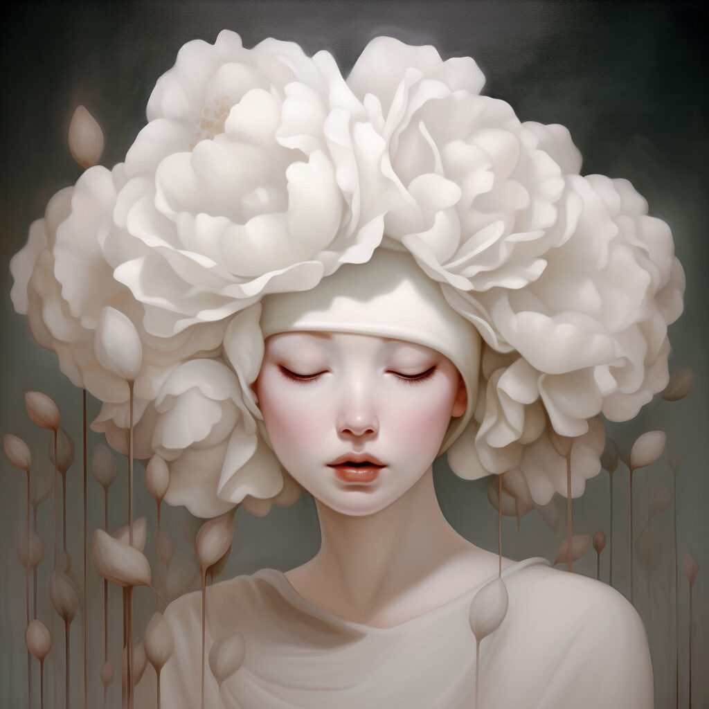 Woman with white flowers on her head
