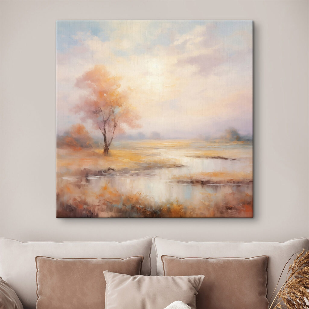 Painting of a tree in a marsh