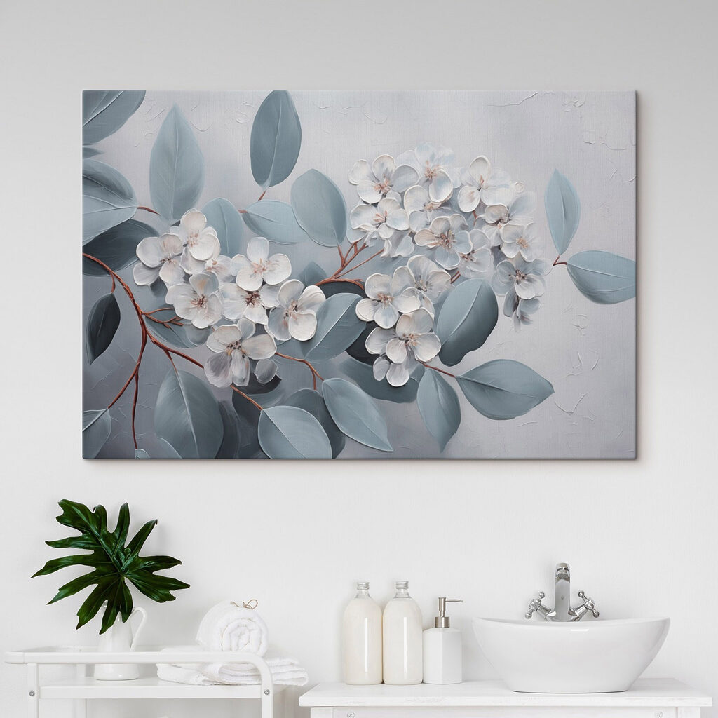 Painting of white flowers and leaves