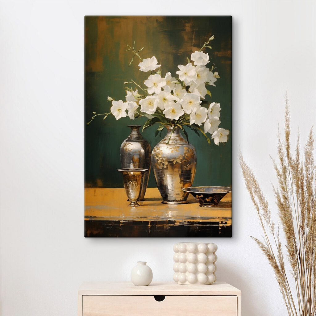 Vase with white flowers and a bowl Vase with white flowers and a bowl