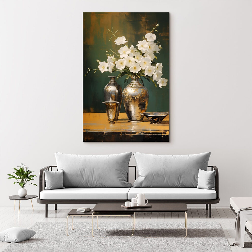 Vase with white flowers and a bowl Vase with white flowers and a bowl