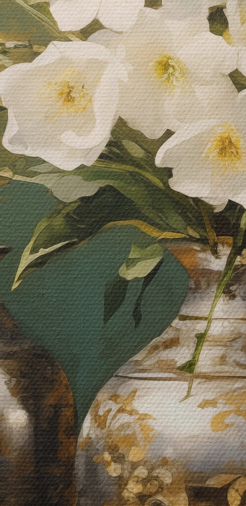 Vase with white flowers and a bowl Vase with white flowers and a bowl