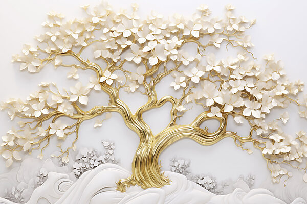 Tree with white leaves and flowers