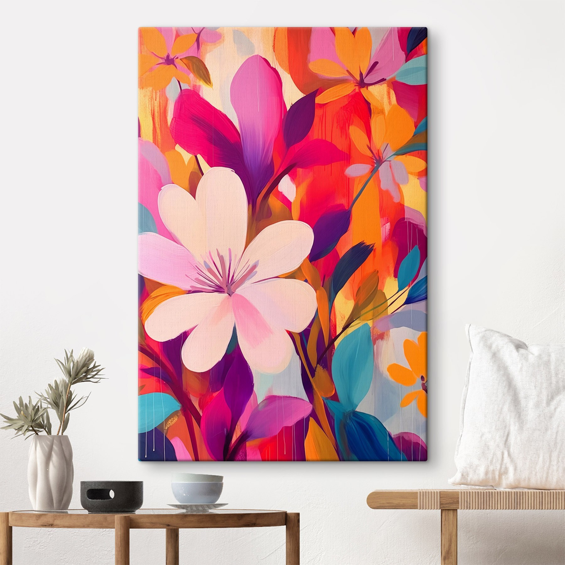 Painting of flowers and leaves