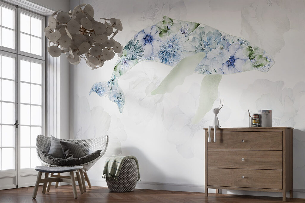 Whale with flowers on it