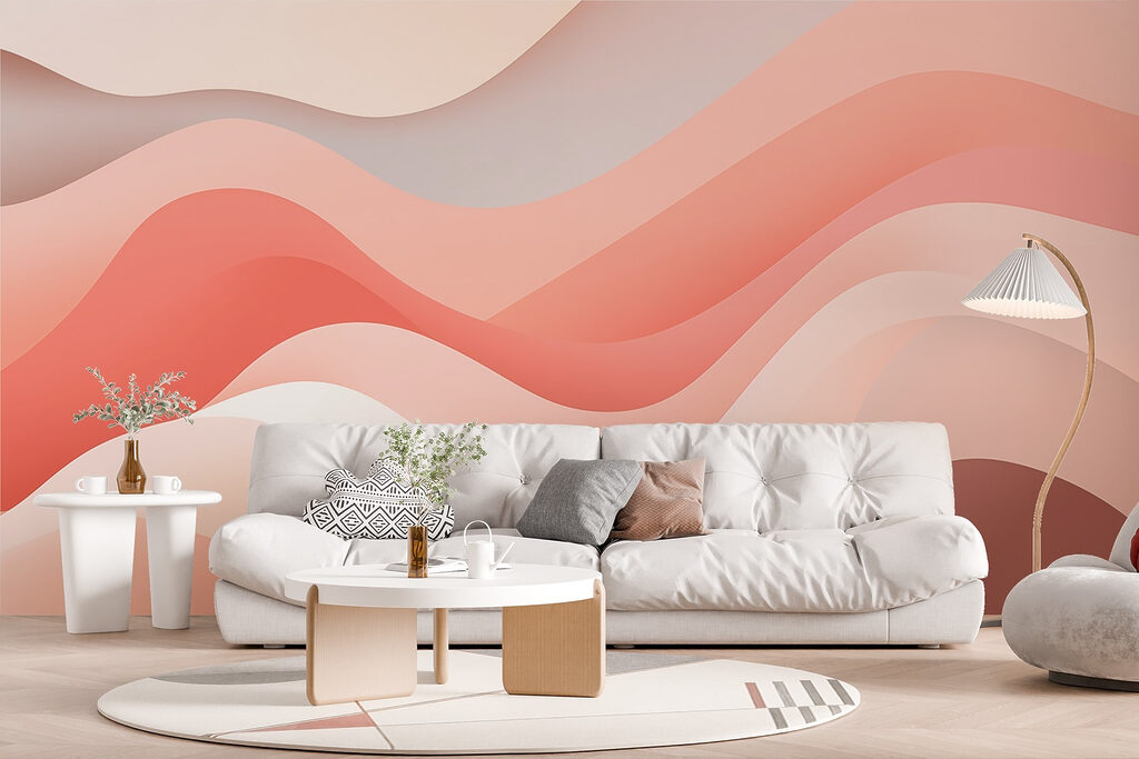 Pink and white wavy lines