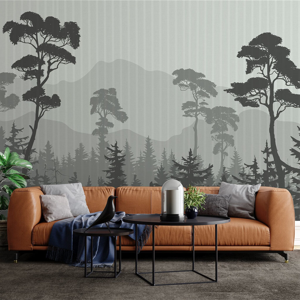 Forest with mountains and trees