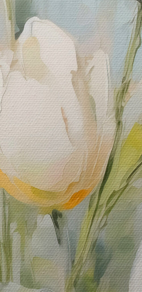 Painting of white tulips