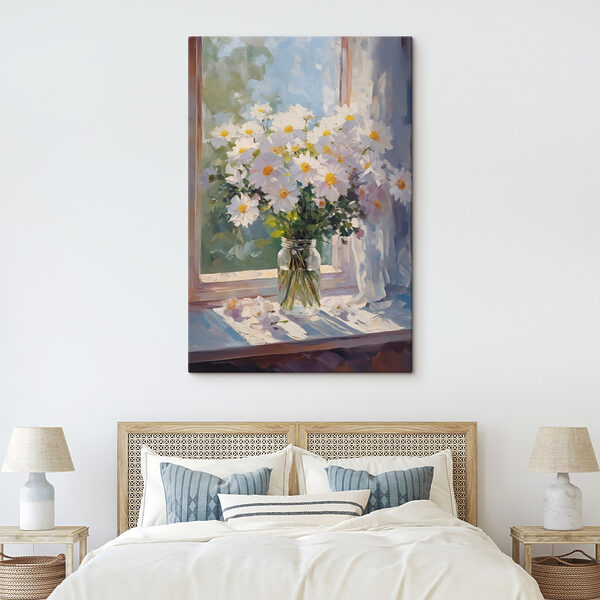 Painting of flowers in a glass jar