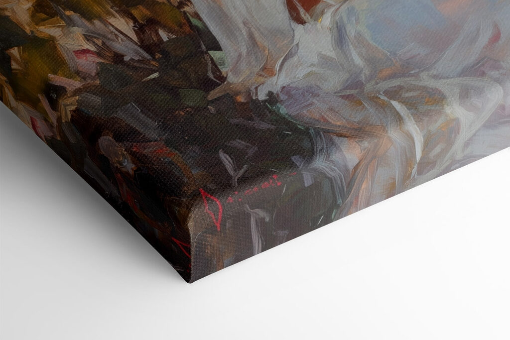 Painting of a woman holding a flower and a bird Painting of a woman holding a flower and a bird