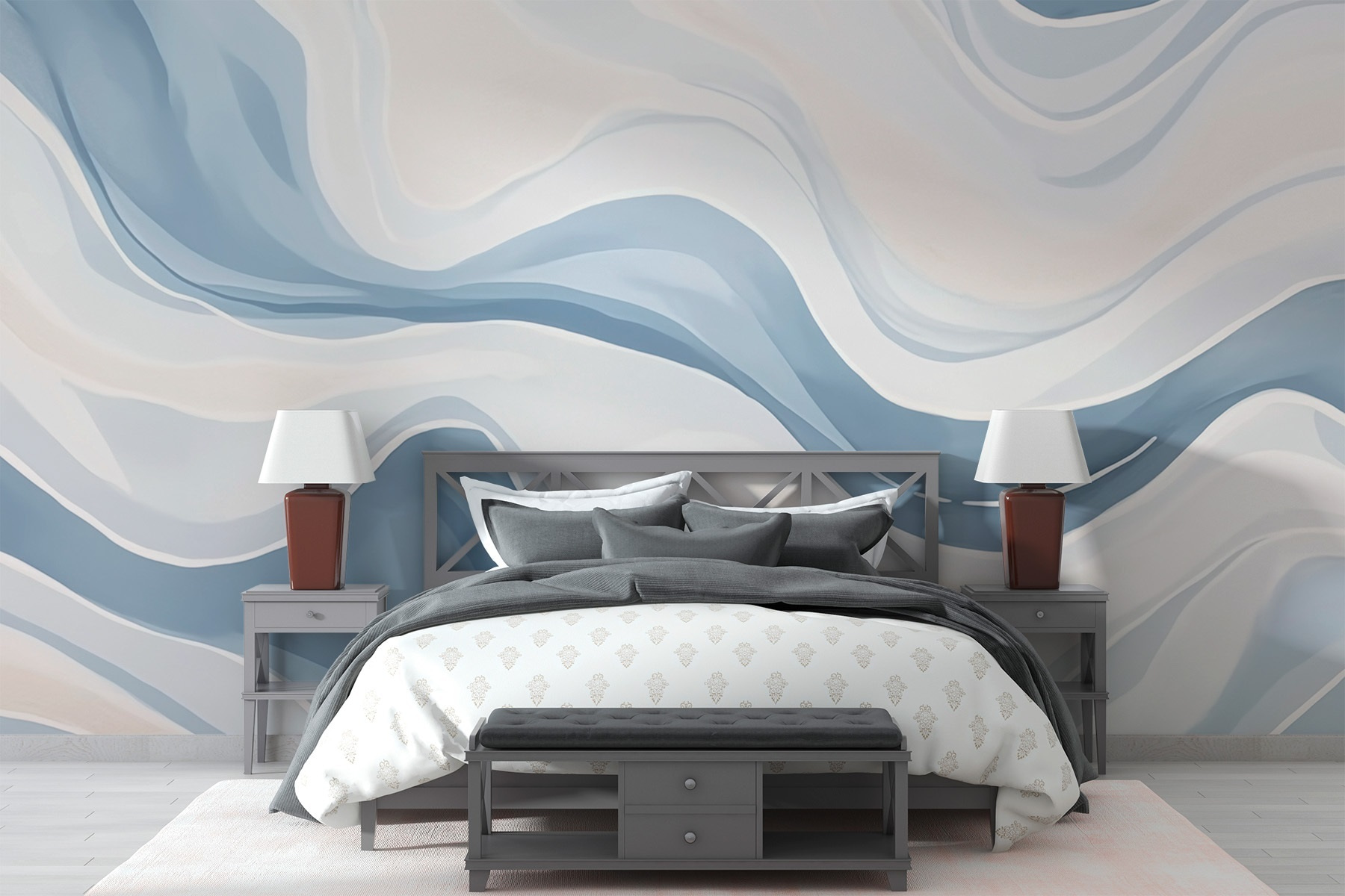White and blue wavy pattern White and blue wavy pattern