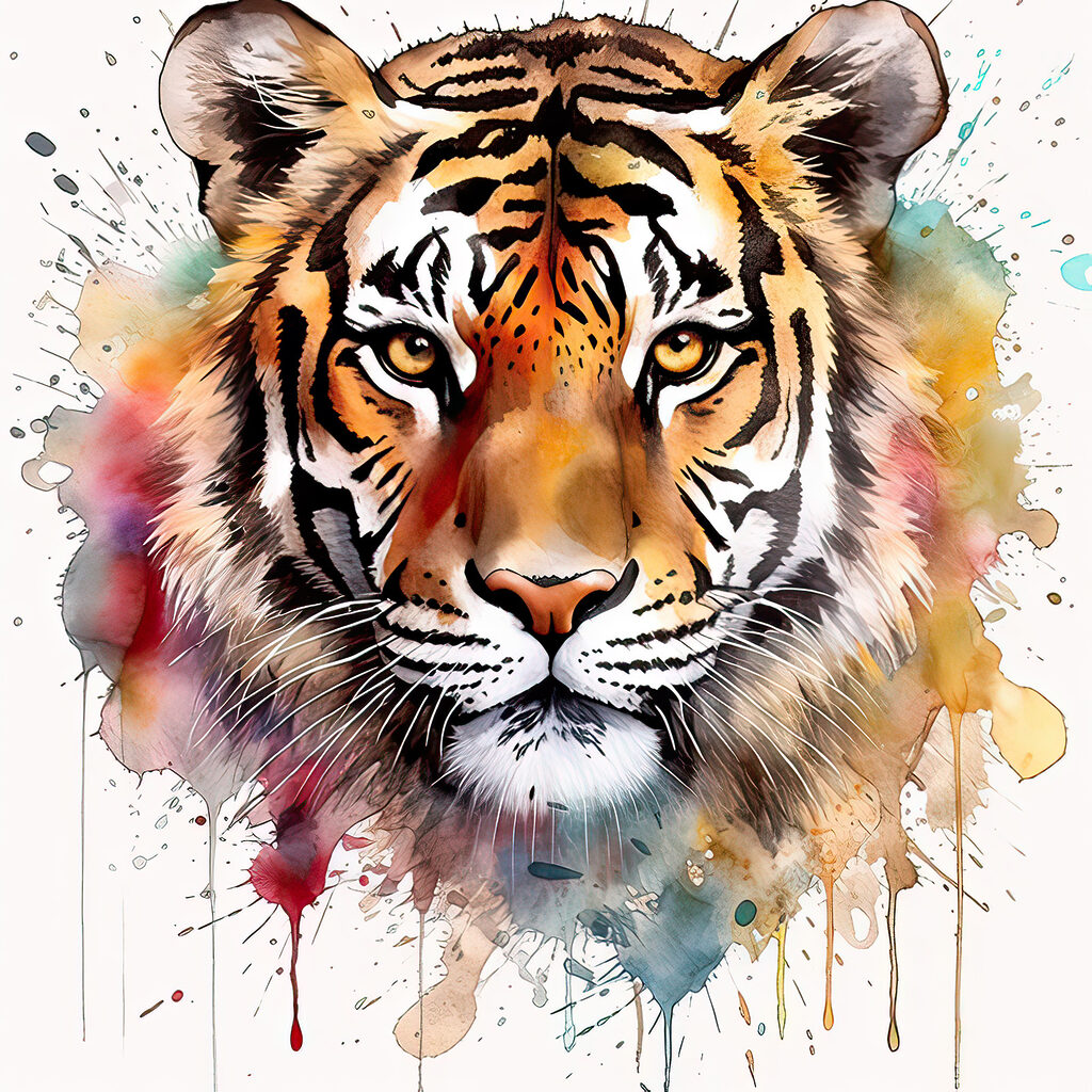 Tiger with colorful splashes Tiger with colorful splashes