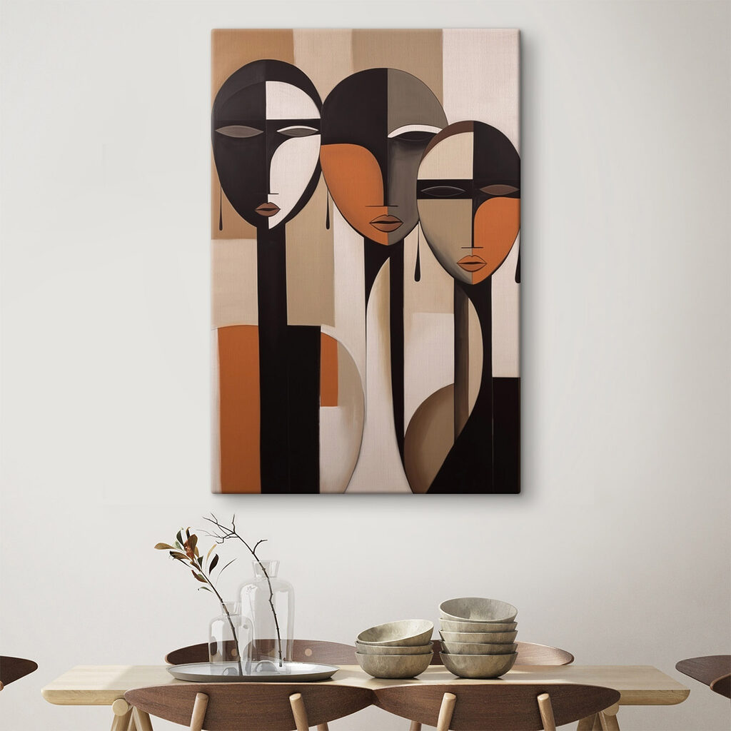 Group of people's faces painted on a wall