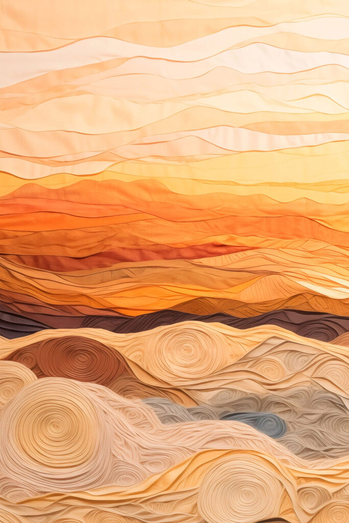 Art piece of fabric with wavy lines Art piece of fabric with wavy lines