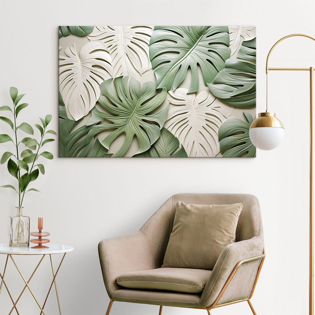 Group of green and white leaves