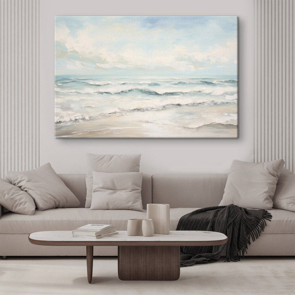 Painting of waves on a beach