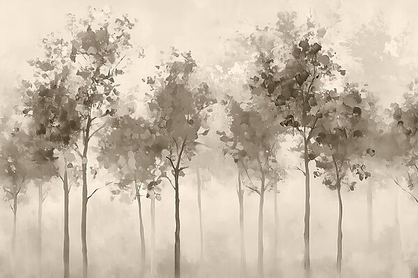 Group of trees in a foggy area