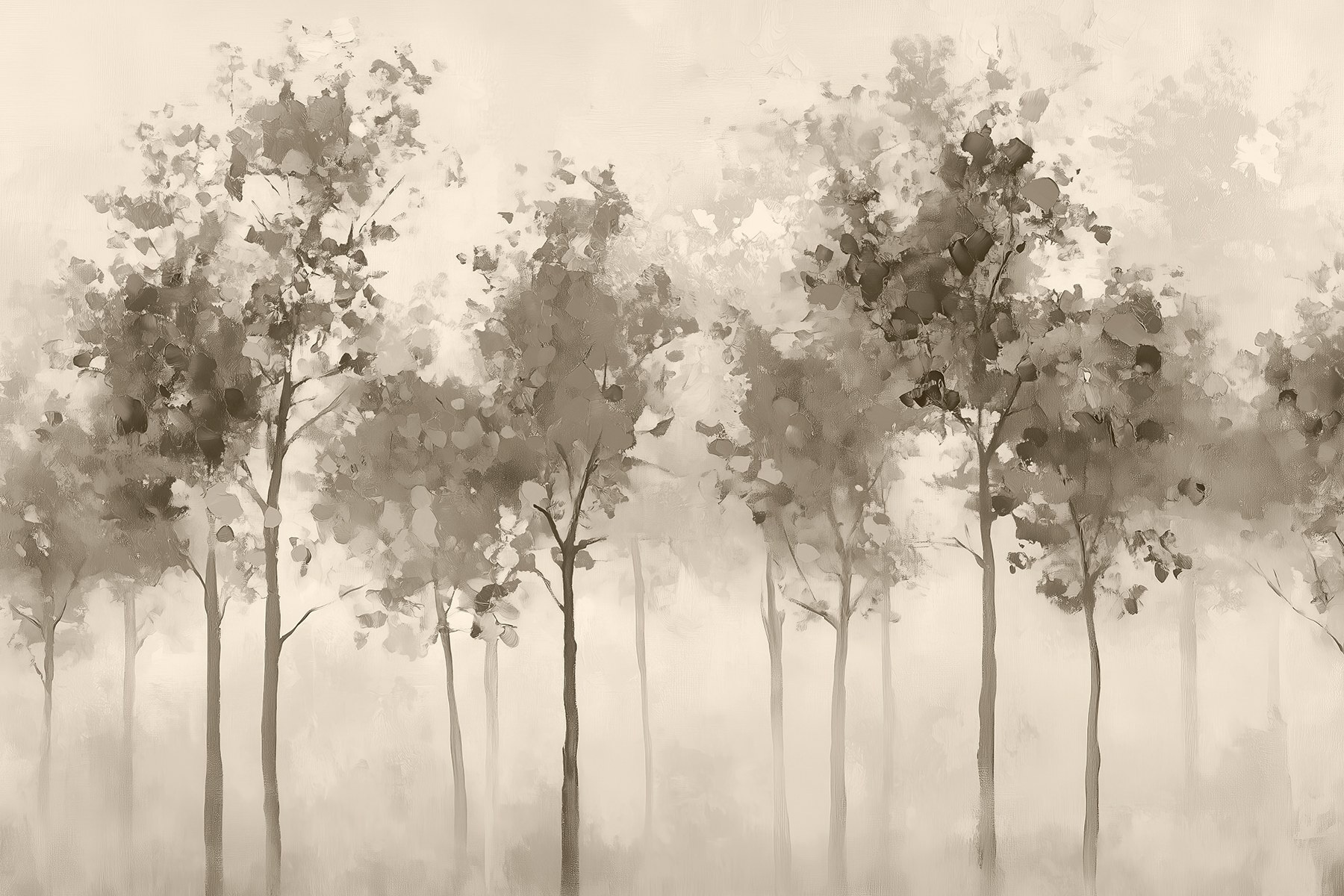 Group of trees in a foggy area