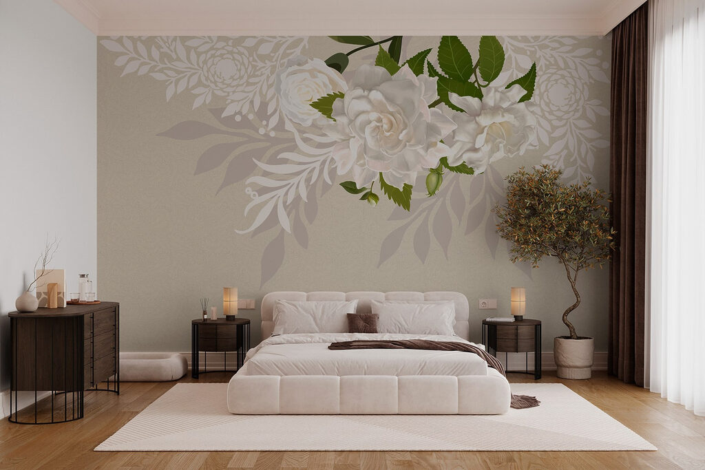 White flowers with green leaves White flowers with green leaves