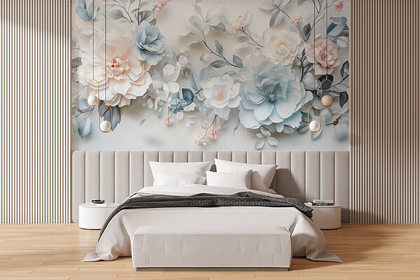 Group of flowers on a white surface