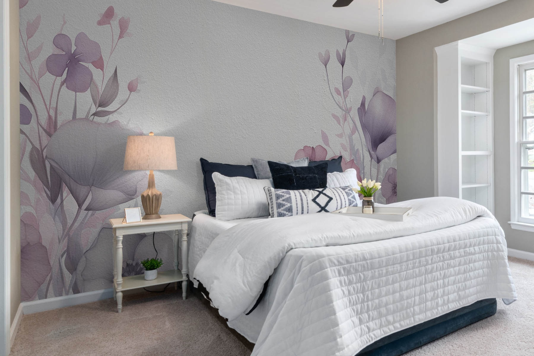 Painting of flowers on a white surface