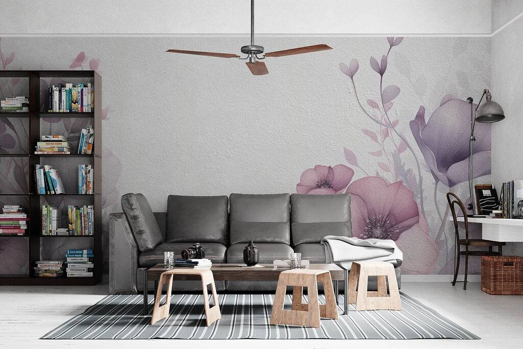 Painting of flowers on a white surface