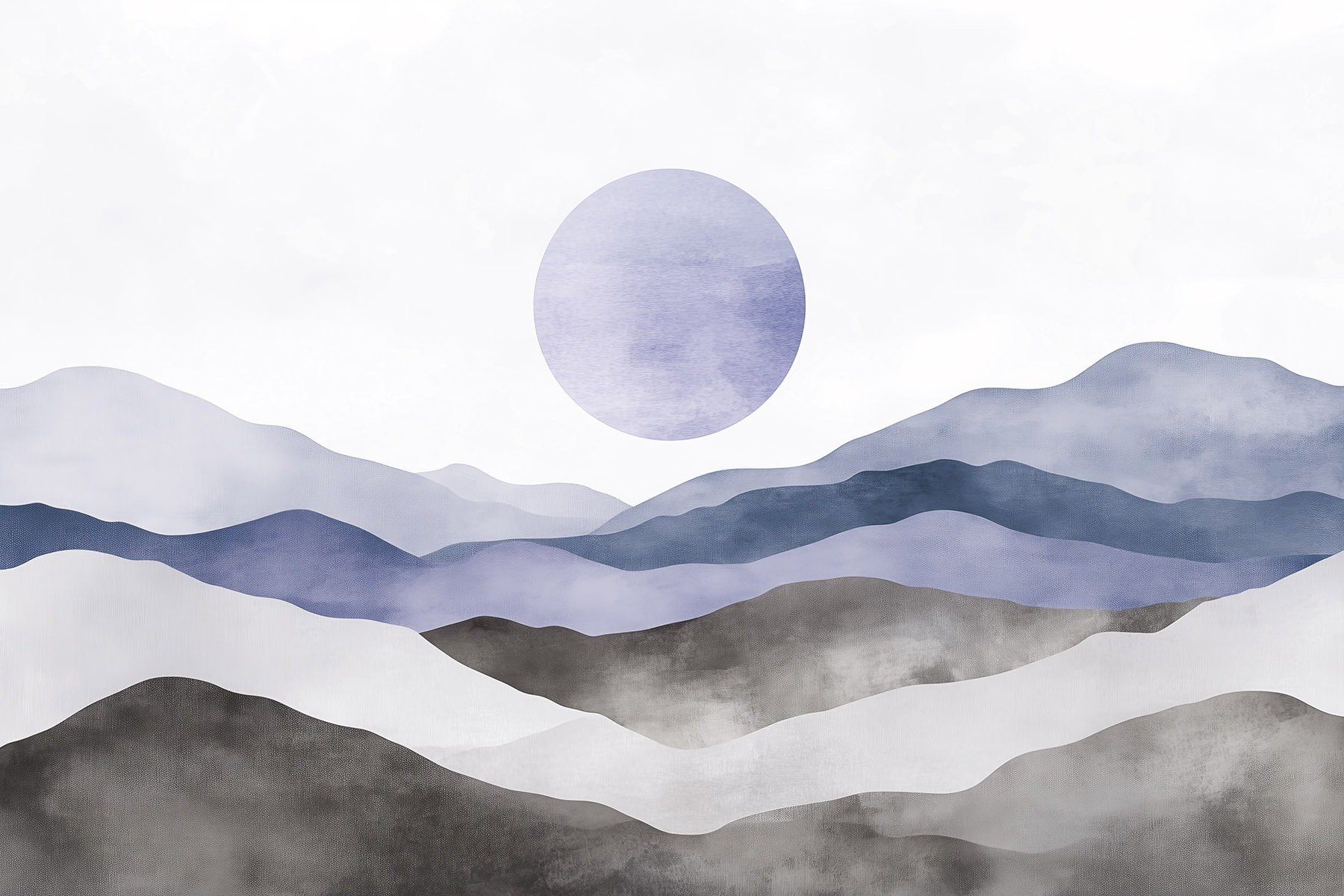 Landscape with mountains and a sun