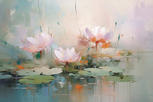 Canvas prints Painting of flowers on water Canvas prints Painting of flowers on water