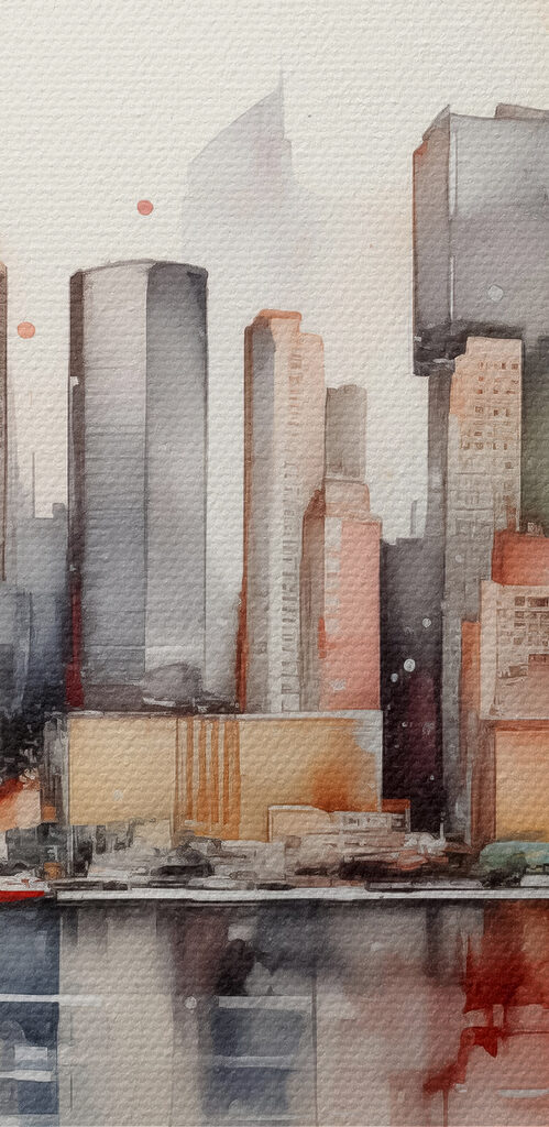 Watercolor of a city Watercolor of a city