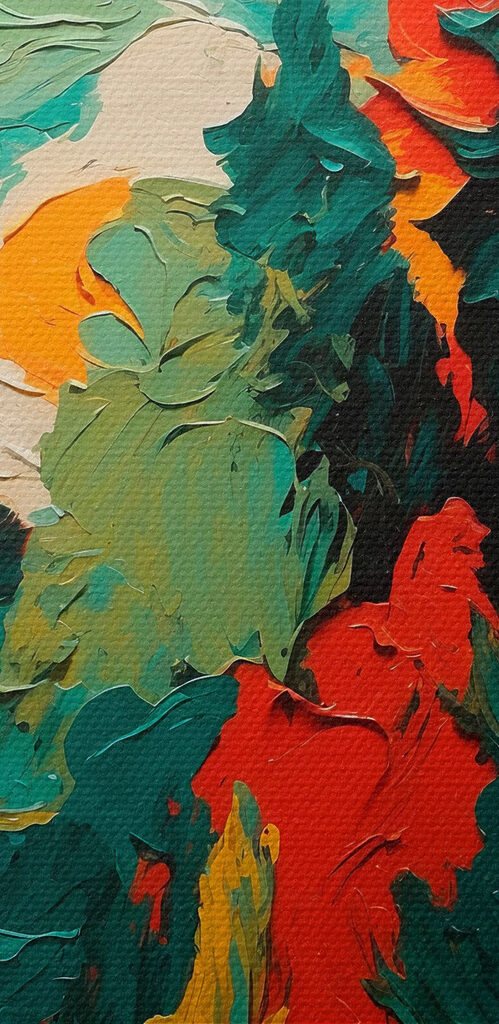 Painting of trees and sun