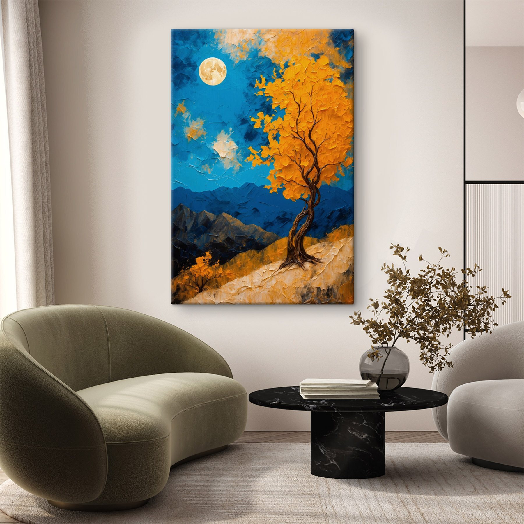 Painting of a tree with yellow leaves