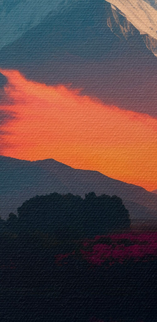 Mountain range with flowers and a lake