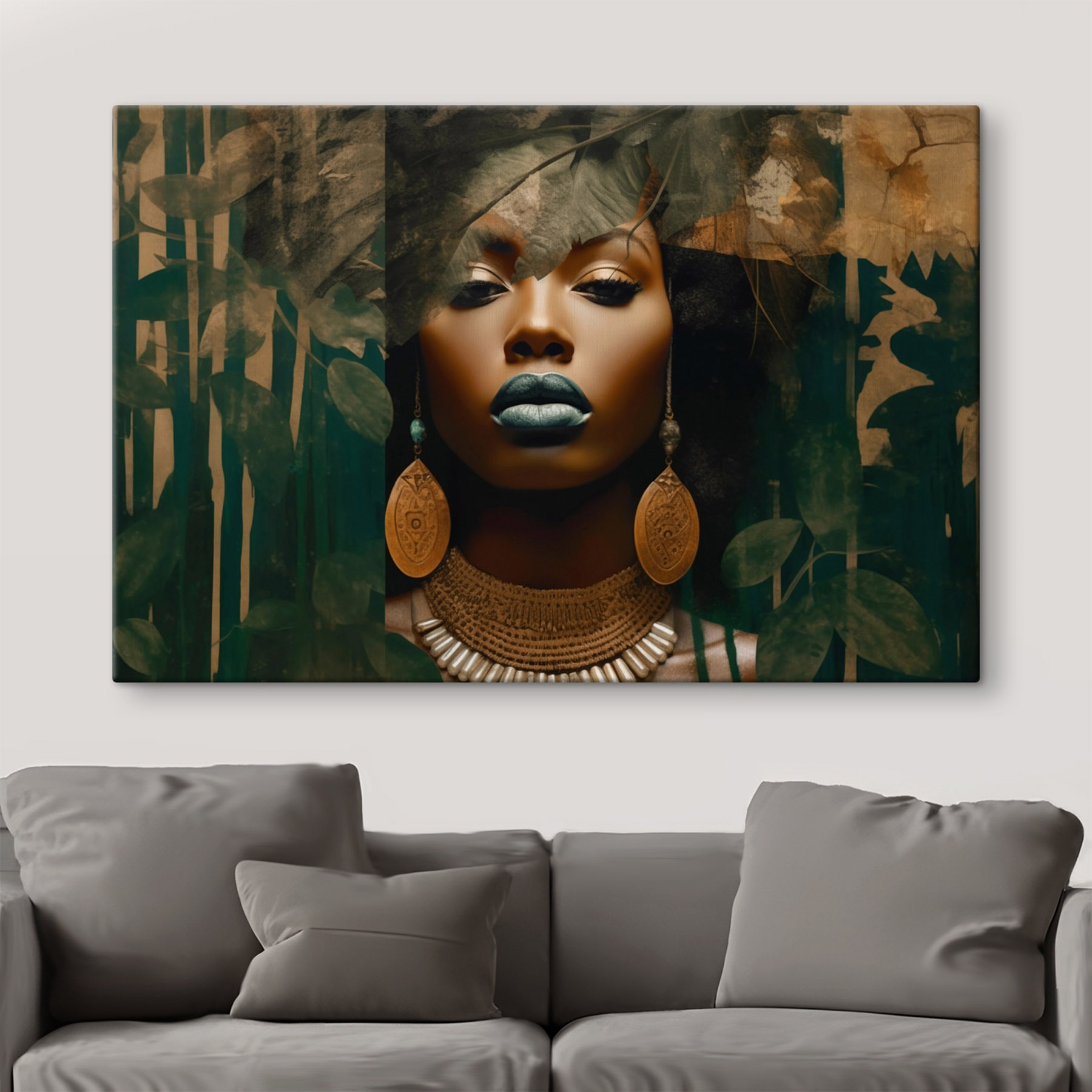 Enigmatic face amidst lush greenery Enigmatic face amidst lush greenery