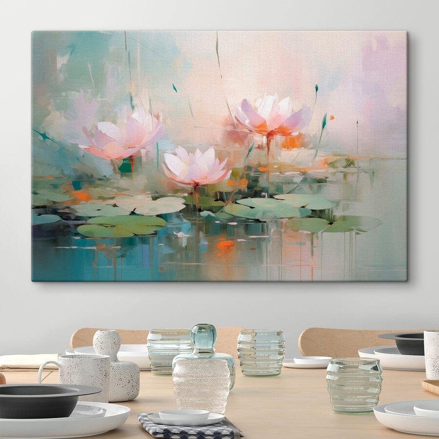 Canvas prints Painting of flowers on water Canvas prints Painting of flowers on water