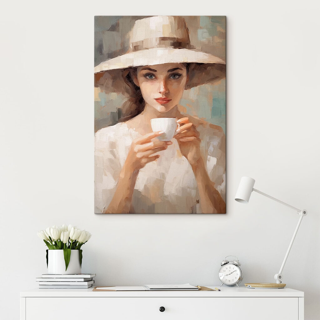 Woman wearing a hat holding a cup