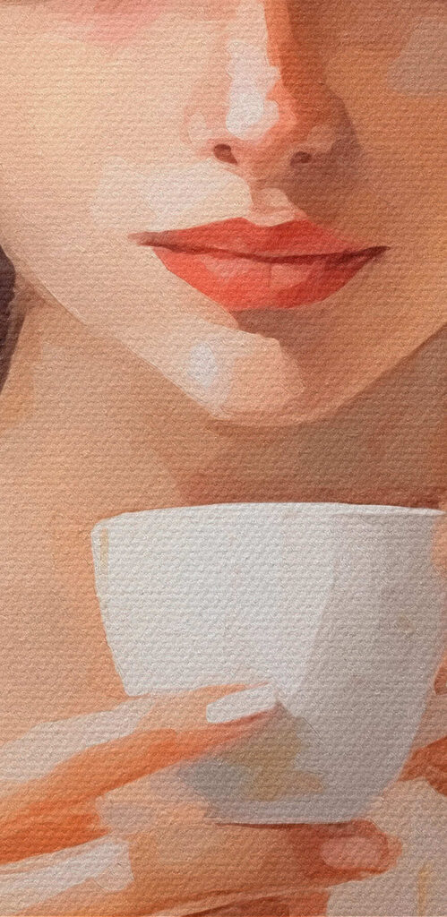 Woman wearing a hat holding a cup