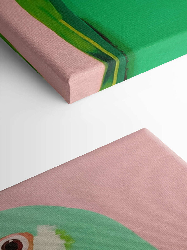 Green parrot with yellow eyes