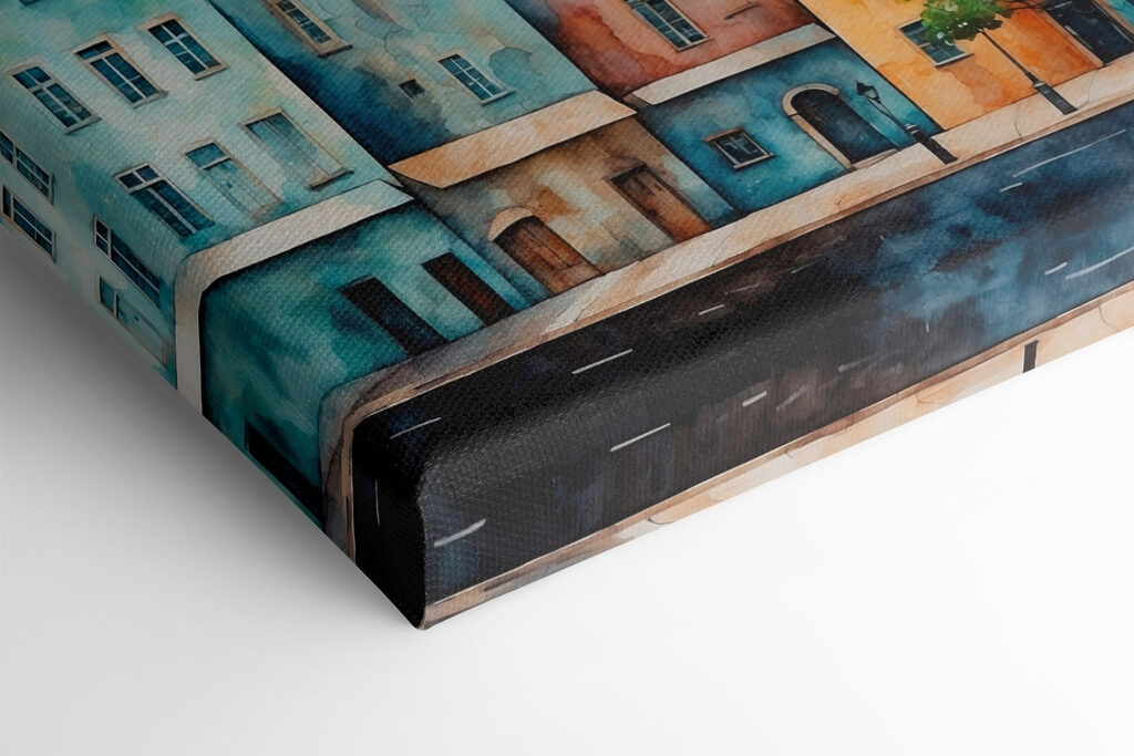 Watercolor of a row of buildings Watercolor of a row of buildings