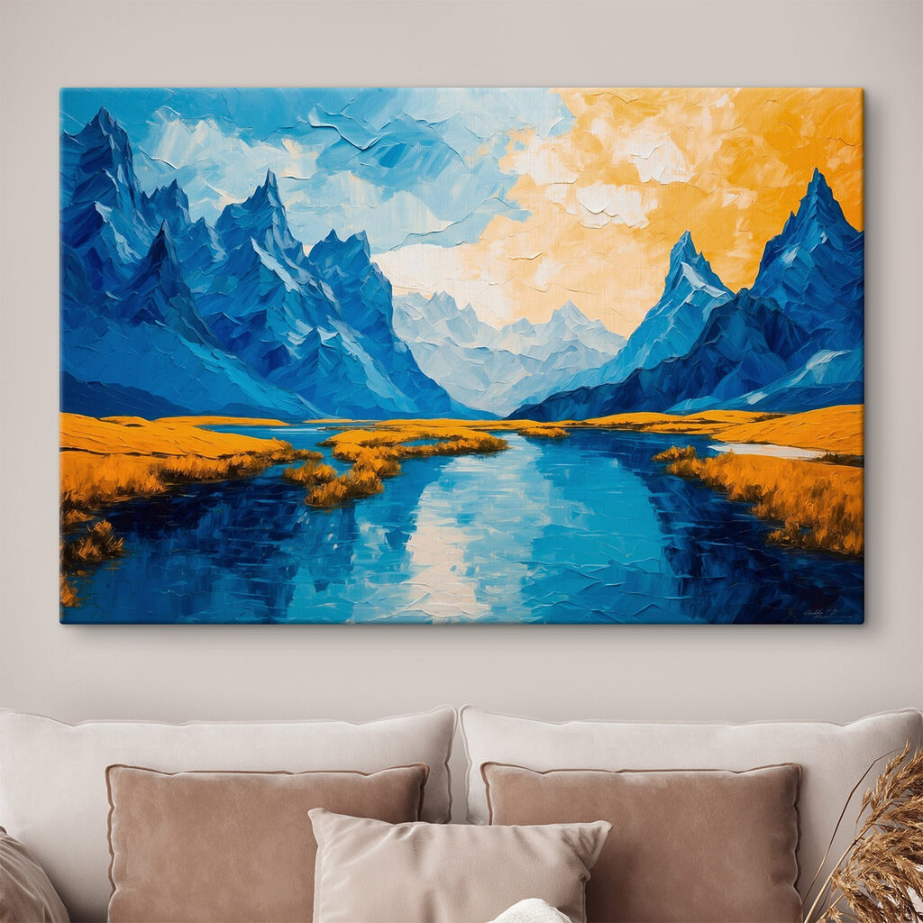 s43449pig119 1024x1024 - Obraz rzeki z górami i trawą - tegory