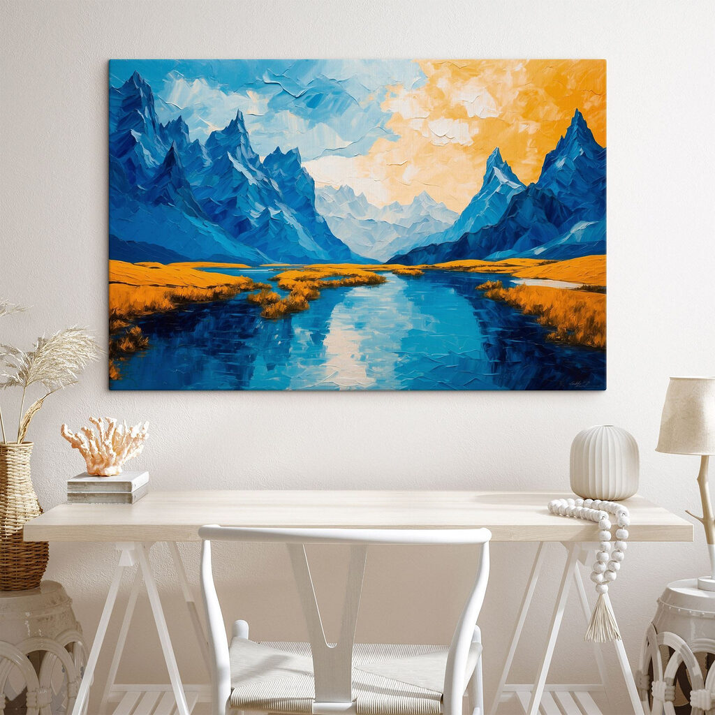 s43449pig408 1024x1024 - Obraz rzeki z górami i trawą - tegory