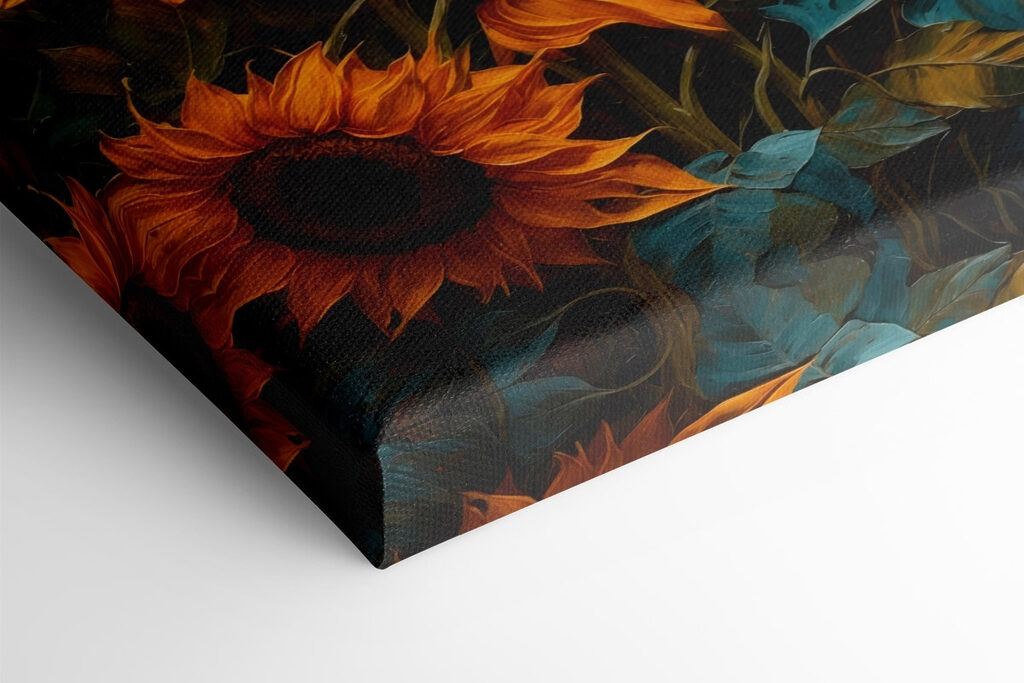 Painting of sunflowers in a field