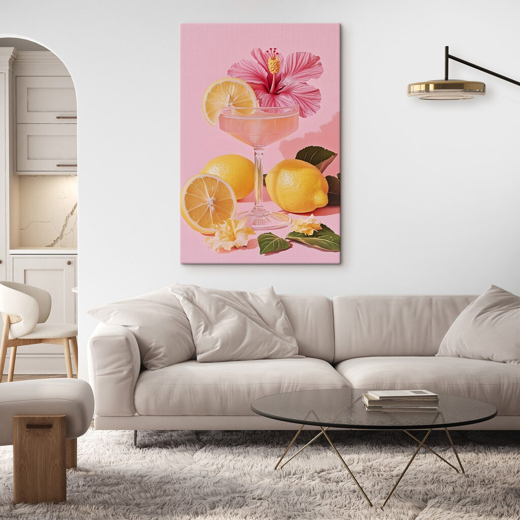 Glass with a drink and lemons