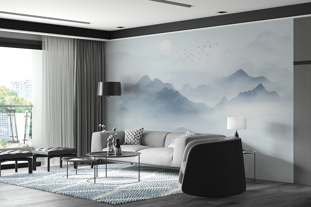 Boat in the water with birds flying in the sky