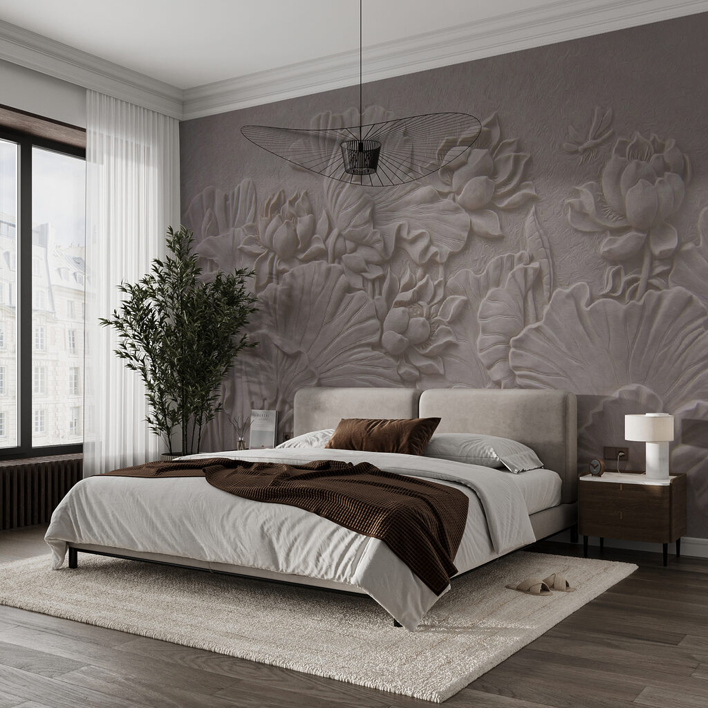 Elegant floral relief design in beige Elegant floral relief design in beige